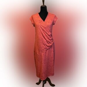 Athleta Coral Faux Wrap Dress size MT
